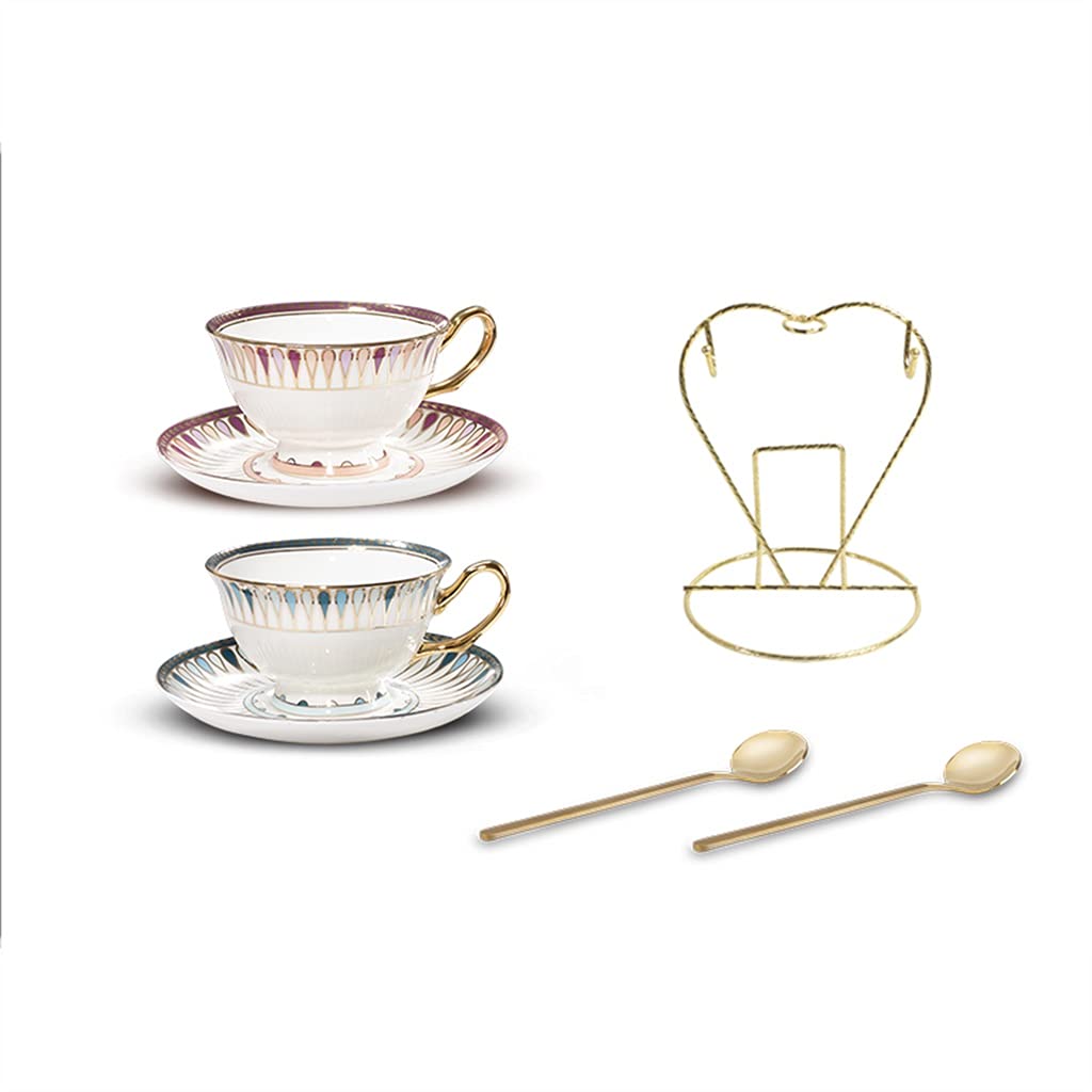 Juego de Tazas de té británico, Juego de cerámica para el té de la Tarde, Juego de Tazas de café de Porcelana para té de la Tarde y café con Leche (+6 Piezas Azules)
