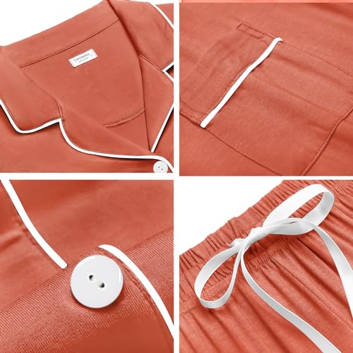 Image of SWOMOG Womens Button Down Pajamas Set Short Sleeve Sleepwear Bride Soft Pj Lounge Sets XS-3XL