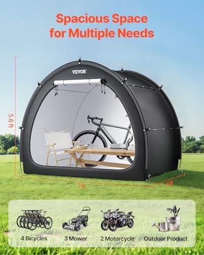 VEVOR Bike Storage Tent, 4 to 5 Bikes, Outdoor Spacious Bike Storage Tent with Ventilated Window, Waterproof Fan-Shaped Bike Tent with High Strength Fiberglass & Dual Zippers, Fit for Bicycle - Image 2