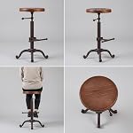 Topower Industrial Tabouret de cuisine en bois tracteur de ferme rétro-vieille Taille pivotante Taboureau de bar réglable (cuivre)