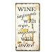 Adeco Decorative Wood Wall Hanging Sign Plaque "Wine Improves With Age" Off White Black Home Decor - 17.8x8.9 Inches