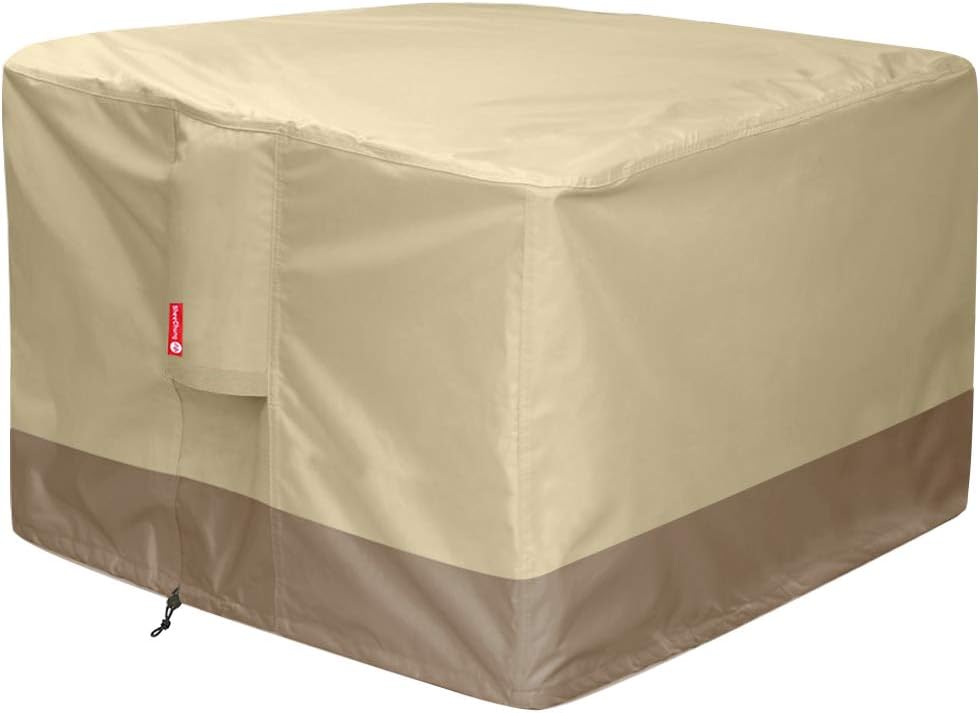 SheeChung Gas Fire Pit Cover Square - 600D Heavy Duty Patio Outdoor Fire Pit Table Cover with PVC Coating,100% Waterproof,Air Vents,Fits for 29/30/31/32 inch Fire Pit/Table Cover (32”L x 32”W x 24”H)