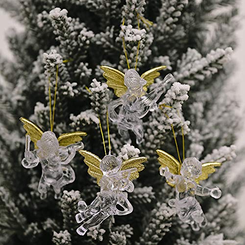 AUPSU 12 adornos de Navidad, alas de ángel, árbol de Navidad, colgante de árbol de Navidad, adorno conmemorativo de ala de ángel para árbol de Navidad Cover