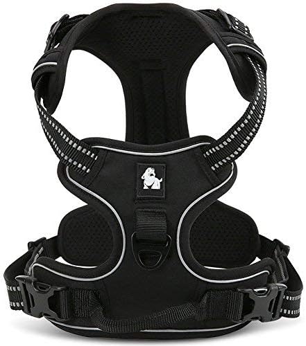 fiE FIT INTO EVERYWAY Range Of Front Side No Pull Dog Harness Outdoor Adventure 3M Reflective Pet Vest with Handle Adjustable Protective Nylon Walking Pet Harness (Black M)