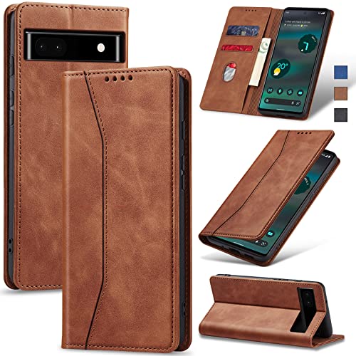 Image of Jasonyu Flip Wallet Case for Google Pixel 6A,Brown