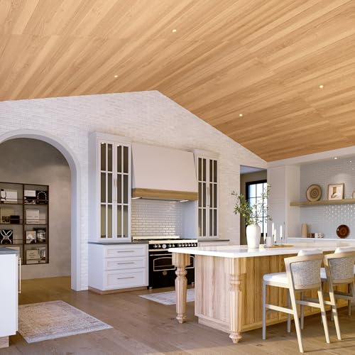 Tongue and Groove Real Wood Planks for Walls and Ceilings | 3/8" x 3-3/4" x 94" | 5677 (Clearcoat White Oak)