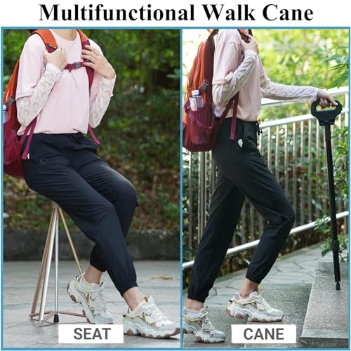 WINB 5 Gear Height Adjustable Walking Stick Cane, Folding Walking Cane for Men & Women Lightweight Balancing Mobility Aid Crutch Chair and Mountain Climbing