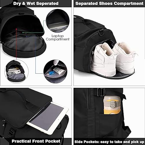 Image of 28L Polyester Gym Duffel Shoulder Bag for Women Men for Sports, Waterproof Dufflebag with Shoe and Wet Clothes Compartments Travel Backpack Workout Carry On Weekender Colour-Grey (Grey)