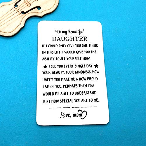 Xiahuyu Daughter Gifts from Mom Engraved Wallet Insert Card for Daughter Graduation Gifts Inspirational Gifts for Daughter Wedding Mothers Day Gift Christmas Birthday Gifts for Daughter3