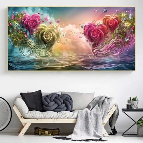 Diamond Painting Fleur pour Salon : Kit 5D Grand Format 50x100cm - 2