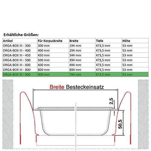 Orga-Box Besteckeinsatz silbergrau für 90er Schublade z.B. Nobilia ab August 2012 (473,5 x 794 mm) Besteckkasten III
