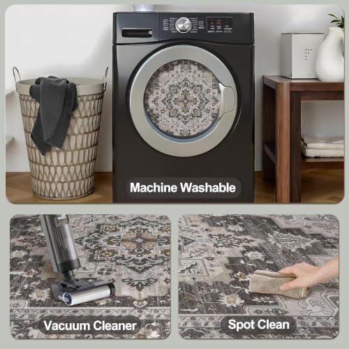Image of Tangsoo 8x10 Washable Area Rugs for Living Room, Vintage Non Slip Large Rug