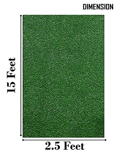 Image of Yellow Weaves 35 mm High Density Artificial Grass Polypropylene Carpet for Balcony, Lawn (2.5 x 15 Feet, Natural Green)