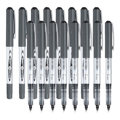 PTJJXA Paquete de 16 Bolígrafo de Tinta Líquida Negra, 0,5 mm Bolígrafos de Punta Rodante, Bolígrafos de Gel, Bolígrafos de Secado Rápido de Tinta para Escuela Oficina Hogar