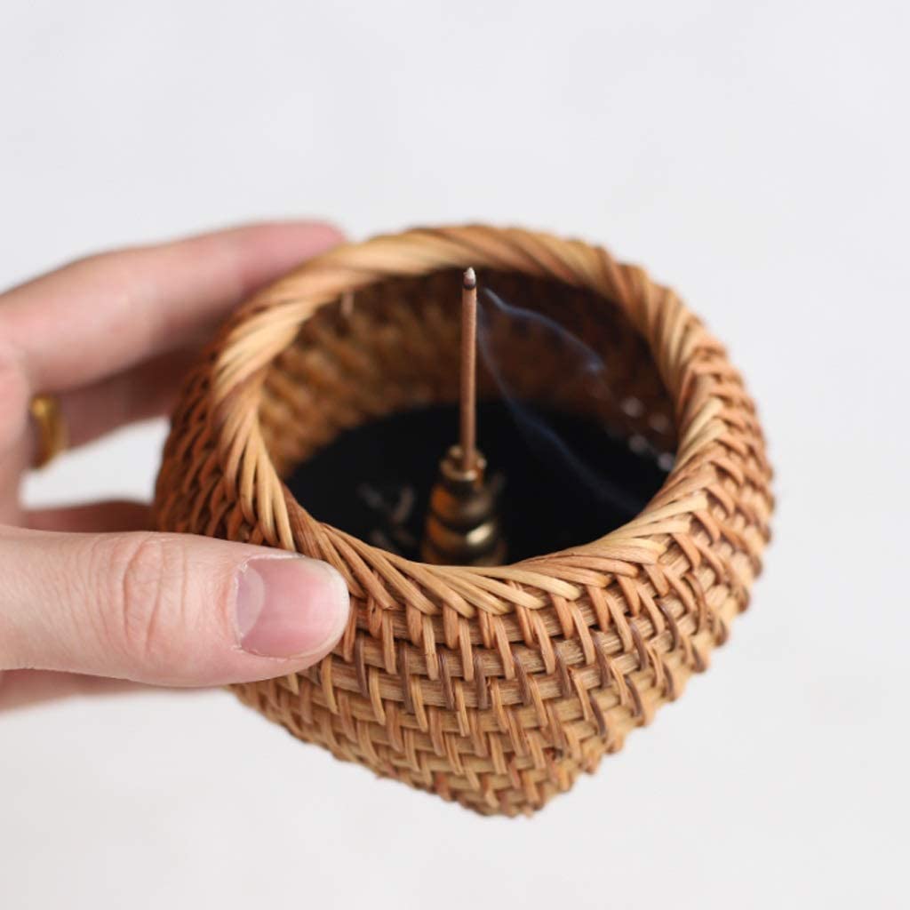 Räucherstäbchen Räuchergefäß Halter Kreativer Retro-Räuchergefäßständer Aus Rattan Mit Aschefänger Für Die Teezeremonie Im Teehaus Zuhause Büro Yoga