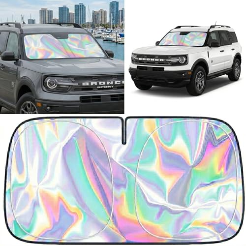 for Ford Bronco 2021-2026 Windshield Sun Shade - Foldable Windshield Cover Sun Shade for Bronco Accessories Protect Car from Sun Rays Overlapping UV Reflective Window Sunshade