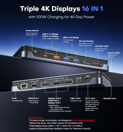 Acer 16-in-1 DisplayLink Docking Station,Triple 4K@60Hz,130W Power Adapter - image 2