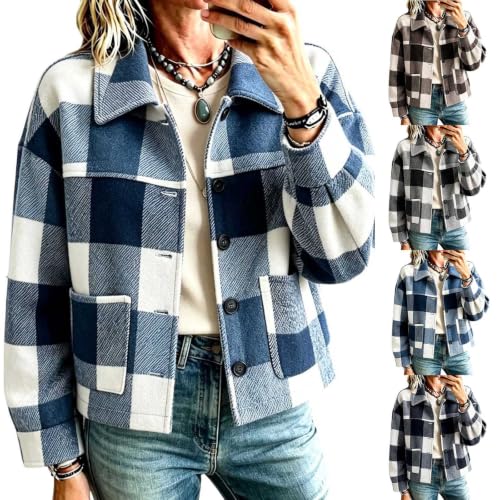 Piuwrlz Women's Plaid Shacket Button Down Flannel Jacket with Pockets - image 1