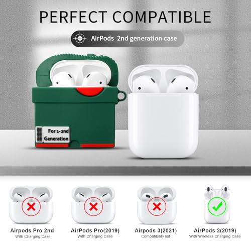 Image of [2Pack] Gedicht for Apple Airpods 2nd Generation Case Cover, Cute Cartoon Shoe Box Soft Silicone Protective Cases for AirPods 1&2 Case with Keychain for Women Men, Red+Green