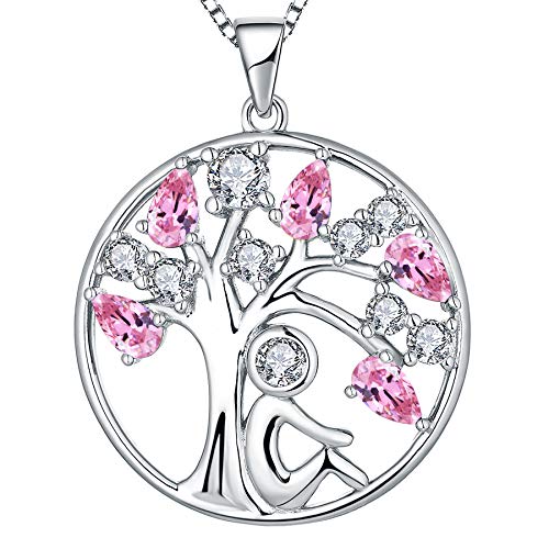 Yl Collar Árbol De La Vida Plata De Ley 925 Colgante De Árbol Genealógico De Circonita Rosa Con Piedra Natal De Octubre Para Mujer, 45 3 Cm Yl Collar Árbol De La Vida Plata De Ley 925 Colgante De Árbol Genealógico De Circonita Rosa Con Piedra Natal De Octubre Para Mujer, 45 3 Cm