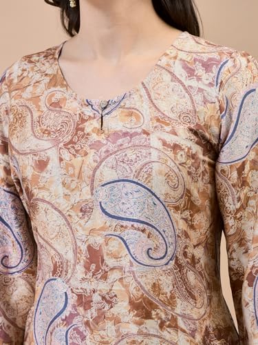 Image of Shree Women Liva (Rayon) White Floral Print Kurta
