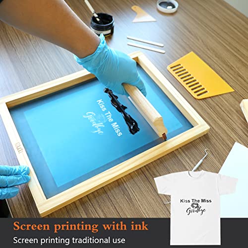 Caydo 34 Pieces Beginner Screen Printing Craft Vinyl Kit, Screen Printing Ink With Ink Knife, 2 Size Silk Screen Printing Frames, Squeegees, Inkjet Transparency Film, Craft Vinyl Sheets, Instructions #TOP3
