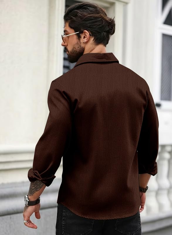 Image of Men Popcorn Shirt Trendy Stylish Casual Look Formal Office Office Party Daily Use Comfortable Fashion Shirt Outfit