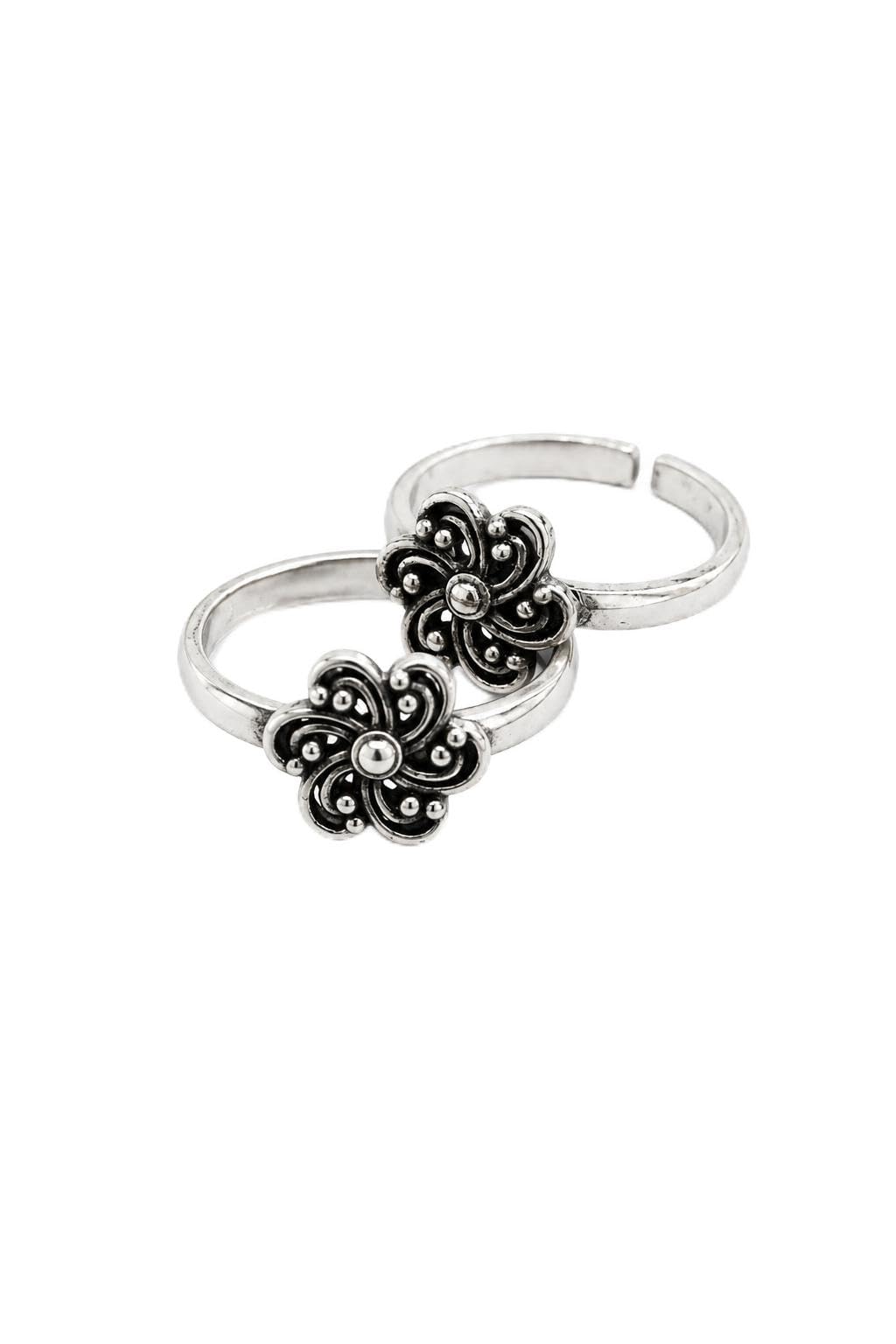 kaashi 925 Sterling Silver Anokhi Flower Toe Ring Pair | Everyday Wear-picture-6