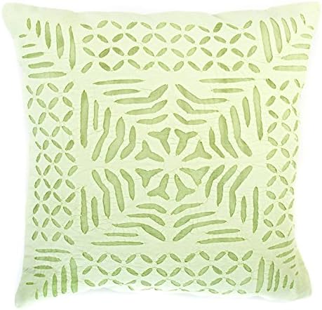 16x16 Pale Mint Green Applique Organic Cotton Pillow Cover - Handmade - Designer Applique Pillow Cover - Unique Applique Pattern