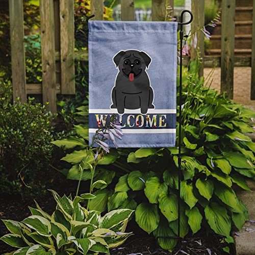 Drapeau de jardin carlin noir bienvenue petit format multicolore extérieur