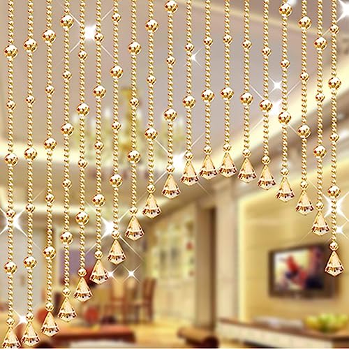 Cortinas de hilo dorado con cuentas de cristal de 20 tiras para puerta moderna 4