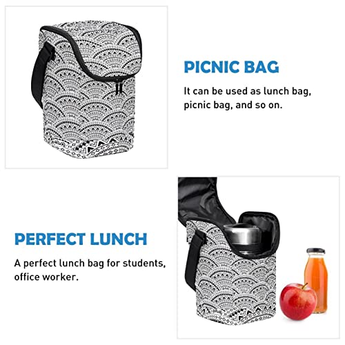 Lonchera Sashiko estilo mandala para picnic y comida en la escuela 3