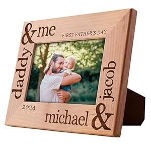 Lily’s Atelier First Fathers Day, Personalized 1st Fathers Day Picture Frame with Names, Date | 4″ x 6″ – 5” x 7″, 4 Designs | First Time Dad Gifts – Keepsake Frame