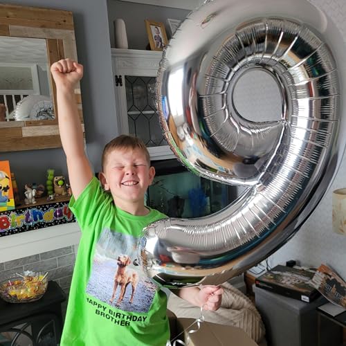 Image of Silver Number 19 Balloon 40 inch, 19 Number Balloons, 19th Silver Birthday Decorations, 19 Year Old Silver Party Supplies