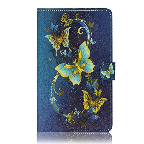 Uucovers Folio Case For Samsung Galaxy Tab E 8.0 Inch (Sm-T377/T375) 2016 Cover, Pu Leather Stand Magnetic Wallet With Card Holder Cash Pockets Tpu Back Shockproof Shell W/Pencil, Golden Butterfly #TOP2