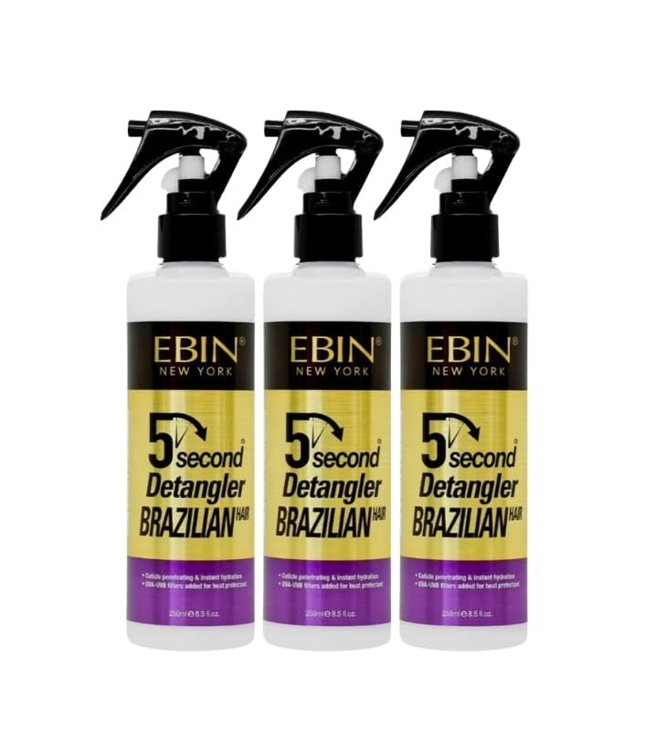 EBIN NEW YORK Argon Oil - 2x 5 Second Argan Oil Brazilian Detangler 8.5oz/250ml bundle Smooths Hair, Removes Knots, Adds Moisture, Protects from Heat Styling – Gift Set (2 Items)