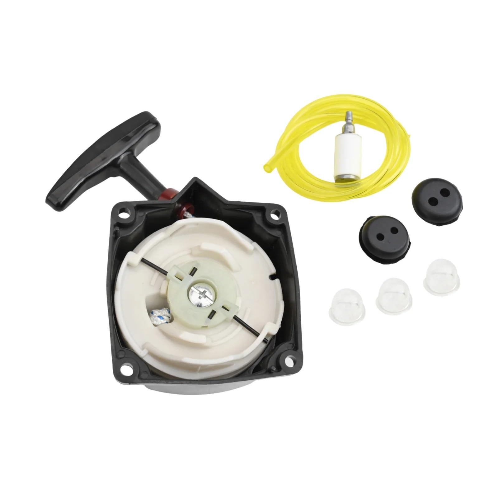 Kit de arranque manual for cortacésped: tapón de filtro de combustible, arandelas y tubo. Compatible con motores de 52 cc y 2 HP (63022, 10310, MD43). Herramientas de jardín. mantenimiento