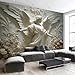 SMBHIAON 3D Wall Mural European-Style 3D Relief Design Photo Wallpaper, Luxury White Marble Angel Pattern Wall Mural Decoration Poster Picture 98