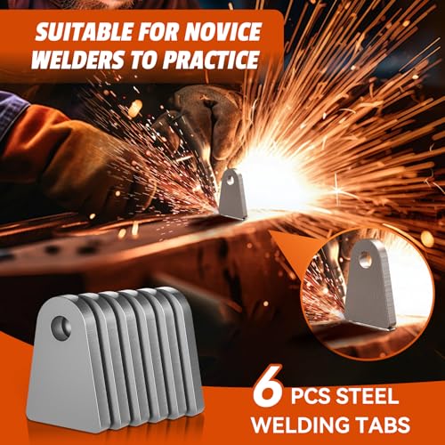 Image of 6Pcs Weld on Tabs with 1 /2 inch Holes,Steel Gussets Weld On,Universal Weld on Shock Mount,Weld on Lights Tabs,Weld on Tabs Axle Bracket,Flat Bottom Chassis Weld Tabs for Weld On- 1 /5 inch Thick