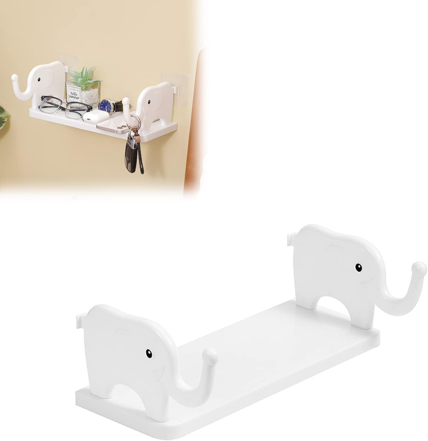 KINGAY Self-Adhesive Plastic Elephant Shape Wall Mounted Shelf – Versatile Storage for Bathroom, Kitchen, Office & Toilet – Pack of 1 (B0DFH646C7) Amazon Price History, Amazon Price Tracker