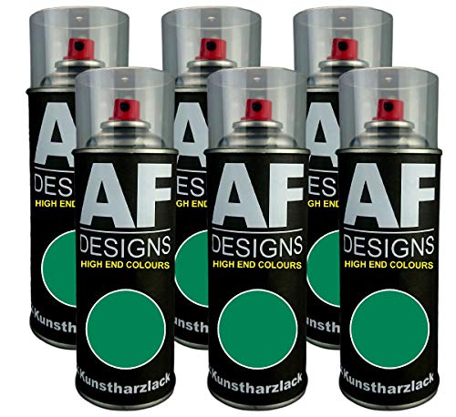 Alex Flittner Designs 6X Plástico Revestimiento Pintura en Espray Laca Colorida Lata de Aerosol RAL6024 Verkehrsgruen Brillante Mate - RAL6024 Verde Vehículo Brillante