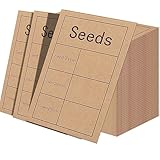100 Pieces Seed Packets Envelopes, 4.7x3.2' Self Sealing Kraft Seed Saving Envelopes with Printed Seed Collecting Template for Seeds, Small Paper Envelopes for Flower Vegetable Seeds Storage