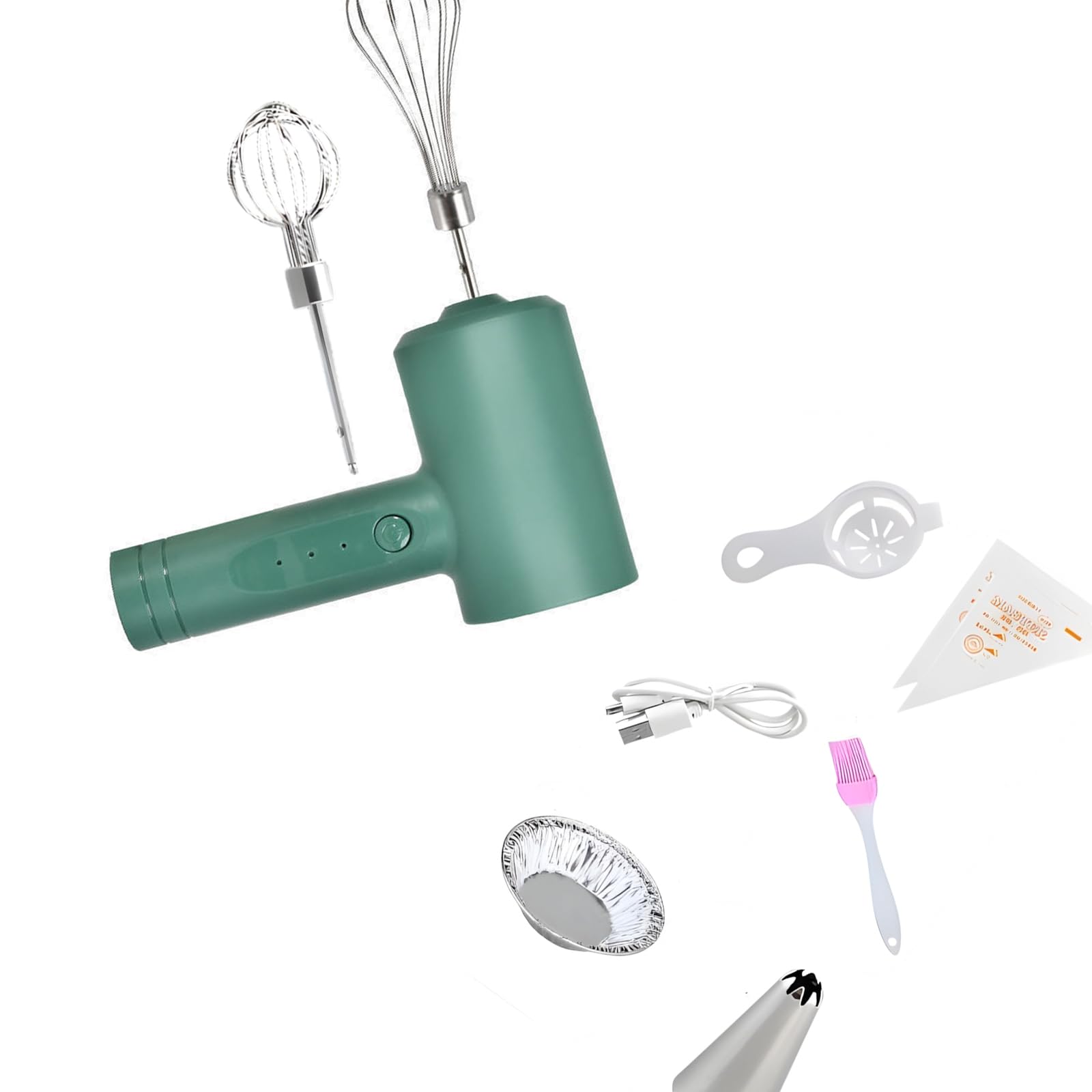 Jazuaiao Hand Mixer for Baking with Speeds and Interchangeable Whisk Heads Ergonomic Grip Quiet Operations Effortless Whipping