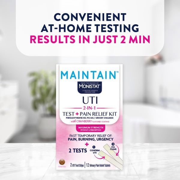 Image of Monistat, Maintain Kit, 2-in-1 2 Test Strips and 12 Pain Relief Tablets (12pack)