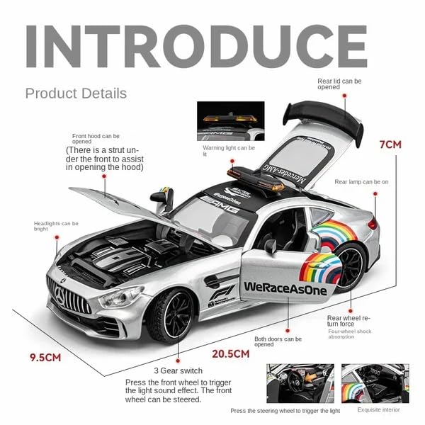 Image of Alokik Enterprise Compatible for 1:24 Marcedes Safety F1 Toy Car Model, Diecast Collectible Pull Back Model Car with Sound and Light, Toy Gift Vehicles for Adults Kids Boys Girls【Red】