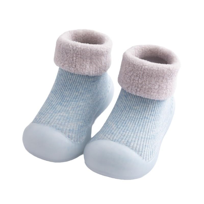 SNOWIE SOFT® Winter Baby Shoes 6 to 12 Months with Warm Plush Liner and Ribbed Floor Socks, Anti-Skid Rubber Sole Toddler Grip Socks UK 1.5-2.5 Size, Inner Length 11.5cm, Blue Comfort Footwear-image-16