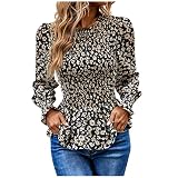 Longpulli Damen,Damen Tshirts Security Tshirt SpaghettiträGer Top Lustige T Shirts Damen Tops Herbst Locker T Shirt Mit Eigenem Logo Pullover Damen Herbst Schmetterling T Shirt(Leopardenmuster,S)