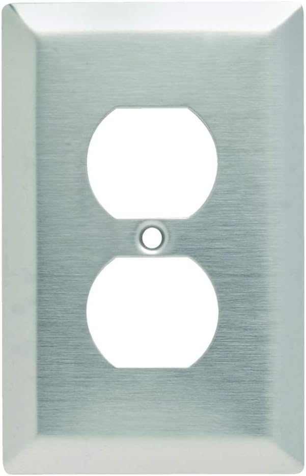 Legrand Pass & Seymour SSJ8 Stainless Steel Type 302/304 Junior Jumbo Oversized Wall Plate, 1 Gang, One Duplex Outlet Receptacle Cover, Stainless (1 Count)