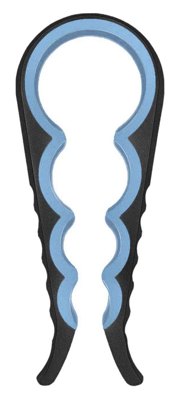 Deckelöffner Glasöffner Flaschenöffner, griffsicherer Gummigriff, für Flaschen und Gläser, Länge: 23 cm (Grau)