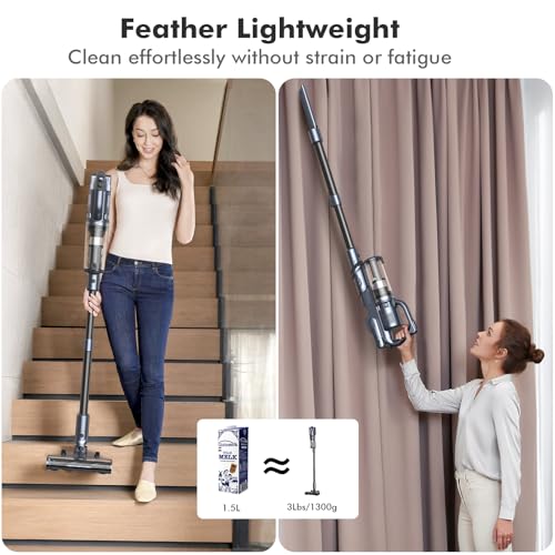 Miuzzy M243 Lightweight Cordless Vacuum Cleaner, Up To 50 Minutes, Vacuum Cleaner For Home With Powerful Suction, Self-Standing, Stick And Handheld Vacuum For Carpets, Hard Floor, Pet Hair thumb #4